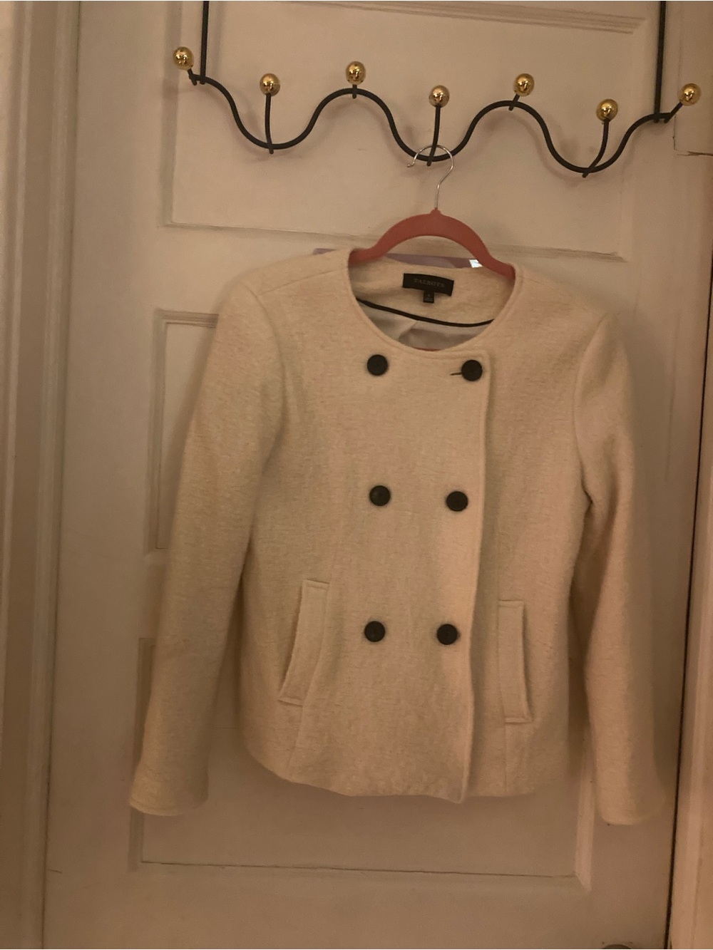 Talbots Cream Double-Breasted Teddy Jacket